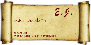 Eckl Jolán névjegykártya